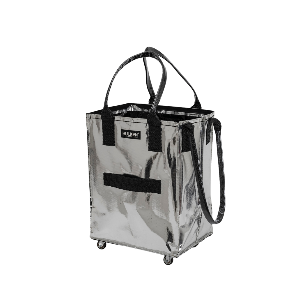 Silver Tote Bag | Foldable Bag on Wheels – Hulken®
