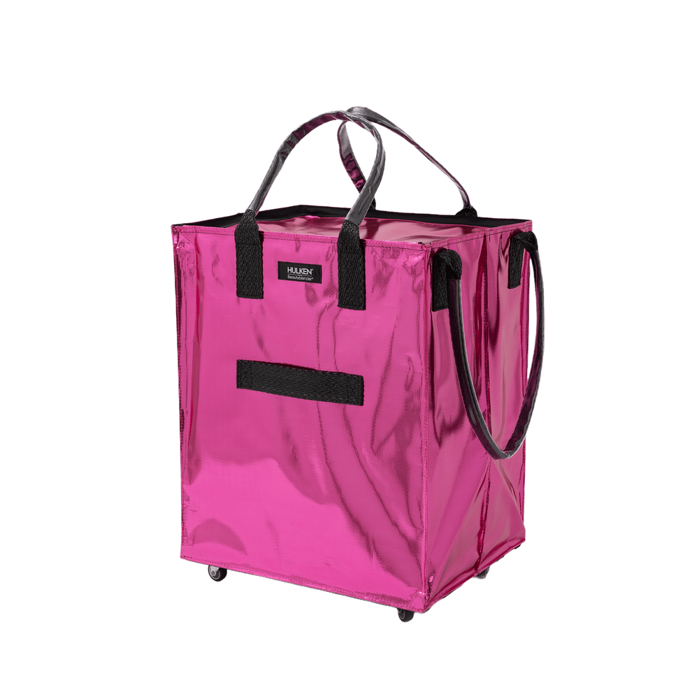 Front view of a pink tote bag