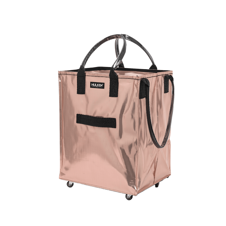 Rose Gold Tote Bag Stylish Foldable Bag on Wheels HULKEN