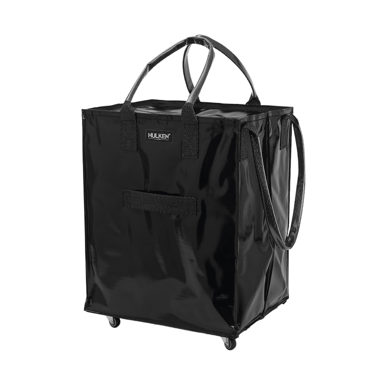 Stylish black tote bag shown from the front