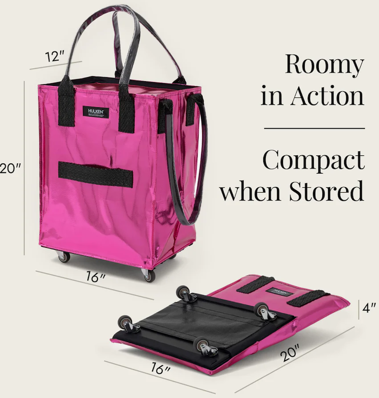 Beautyblender Pink Tote Bag Rolling Bag on Wheels HULKEN
