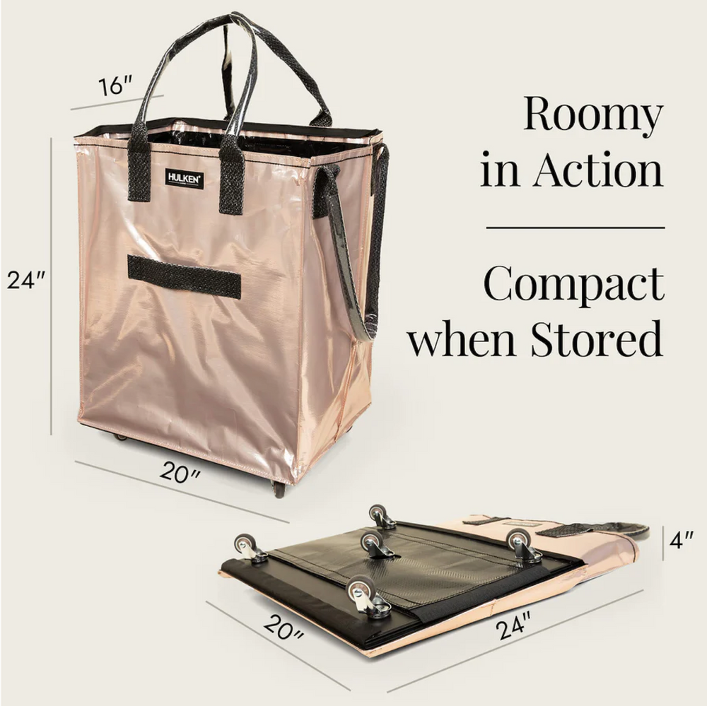 Rose gold tote bag folded vs unfolded