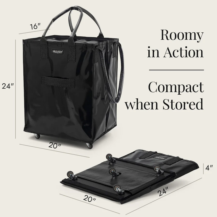 Durable Black Tote Bag Rolling Bag on Wheels HULKEN