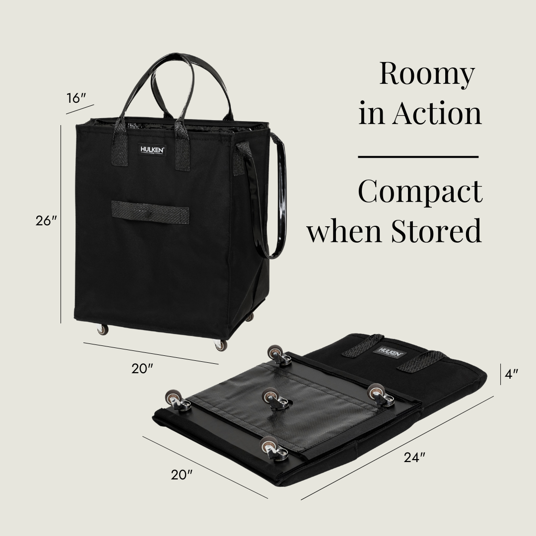 Durable Black Matte Tote Bag | Rolling Bag on Wheels – HULKEN®