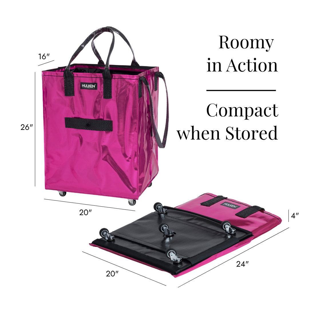 Ultra Pink Tote Bag | Rolling Foldable Bag - Hulken®