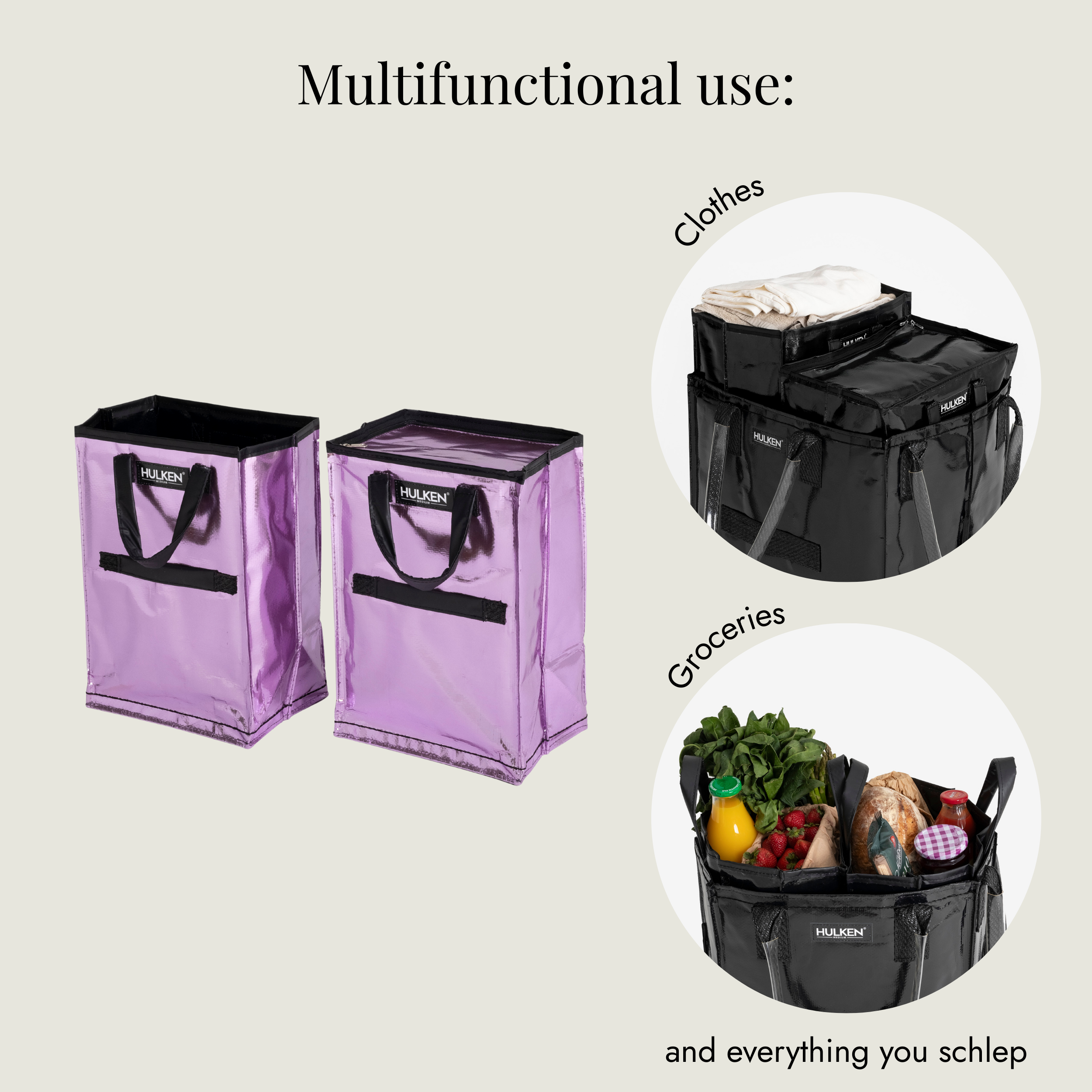 Multifunctional inserts for clothes, groceries, and general use 