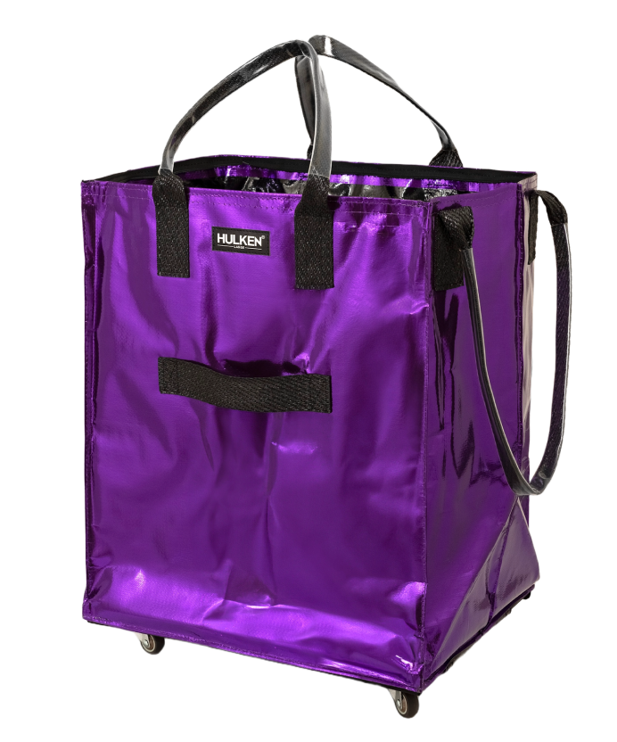 Stylish purple tote bag shown from the front