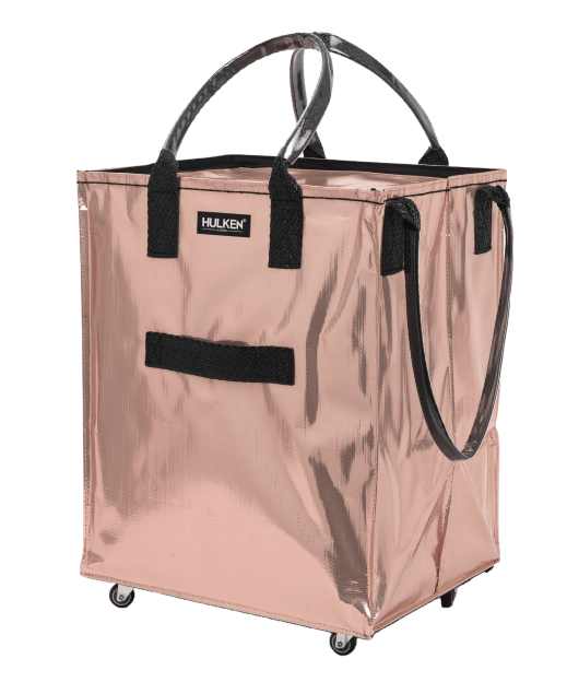 Rose Gold Tote Bag Stylish Foldable Bag on Wheels HULKEN